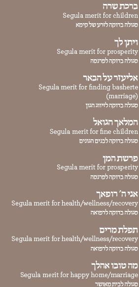 Segula Parsha Dedications